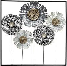 Atmosphera Murale Métal Fleurs 50×50 – Élégance florale pour votre intérieur