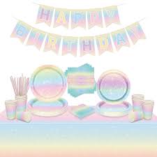 Serviettes Décoratives Arc En Ciel pour Anniversaire
