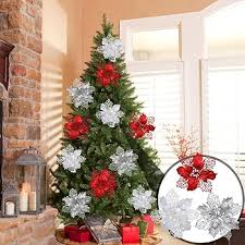 Décoration Étincelante Poinsettia pour Sapin de Noël