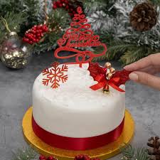 Décorations Gâteau Forme Bûche Rouge - Parfait pour vos Fêtes de Noël